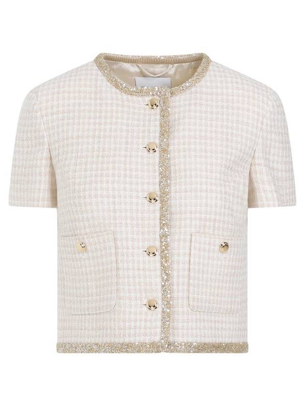 미우미우 체크 패턴 크롭 트위드 재킷