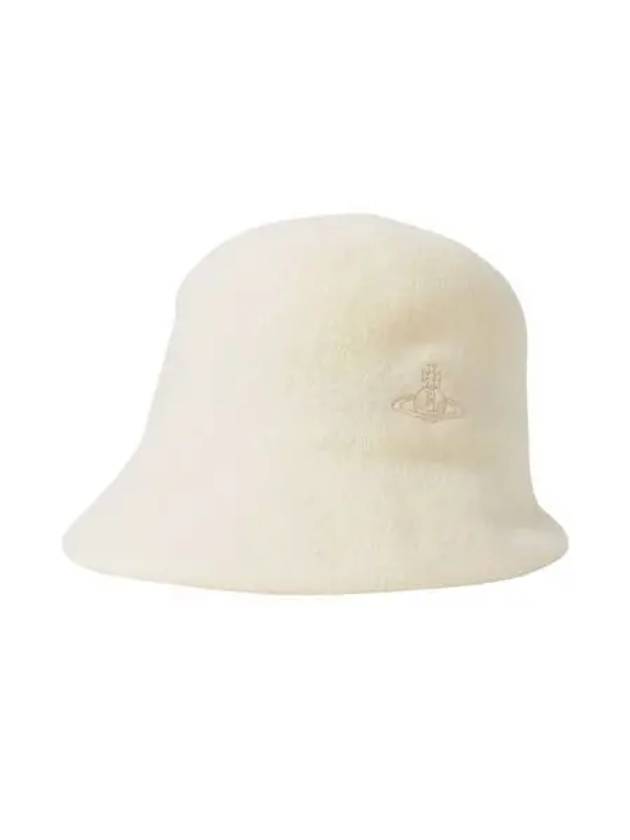 W 비비안 웨스트우드 라인 오브 자수 바스크 크로쉐 버킷햇 오프 화이트 W Vivienne Westwood Line Orb Embroidery Basque Crochet Bucket Hat Off White