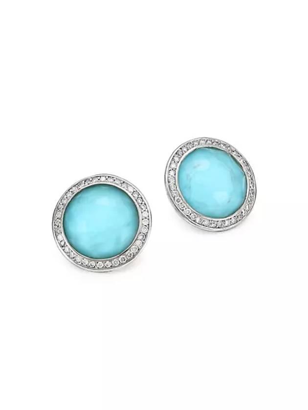 롤리팝 소형 스털링 실버 이중선 다이아몬드 스터드 귀걸이 Lollipop Small Sterling Silver Doublet & Diamond Stud Earrings