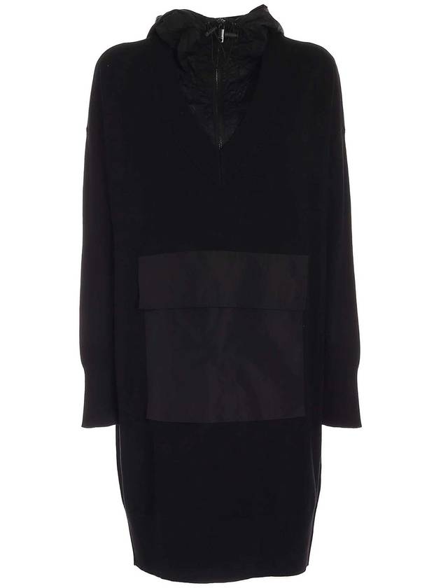 Dkny Technical fabric detail knitted dress in blac