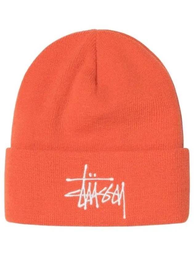 스투시 로고 베이직 신슐레이트 울 비니 오렌지