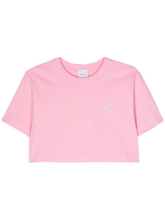 Patou Logo-embellished cotton cropped t-shirt