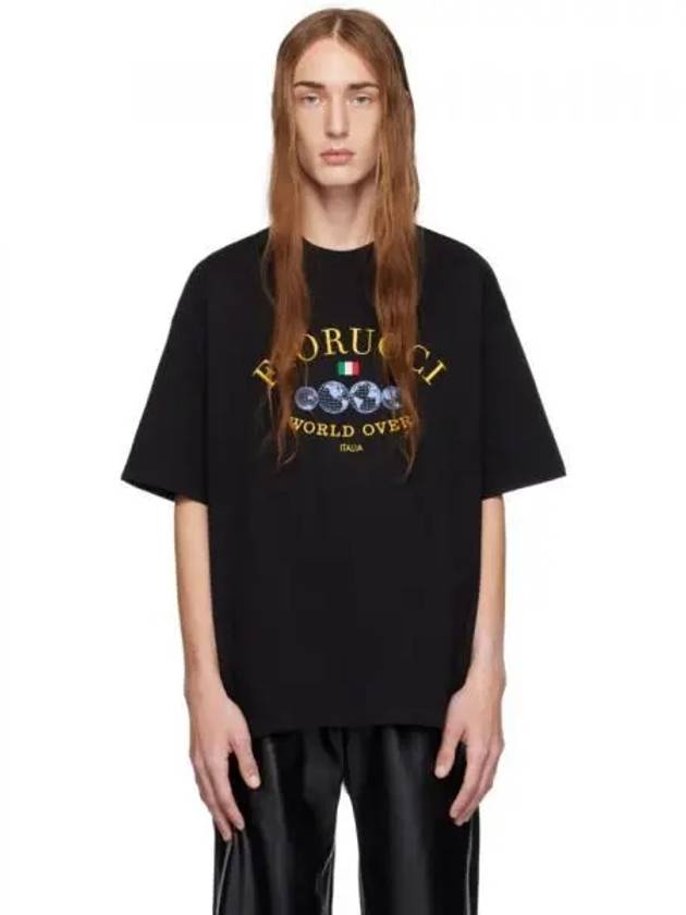 Fiorucci 블랙 월드 오버 티셔츠 KK9804193B