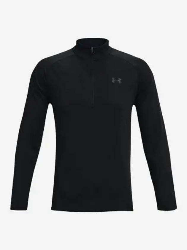 언더아머 테크 하프 집 롱슬리브 블랙 차콜 Under Armour Tech Half Zip Long Sleeve Black Charcoal