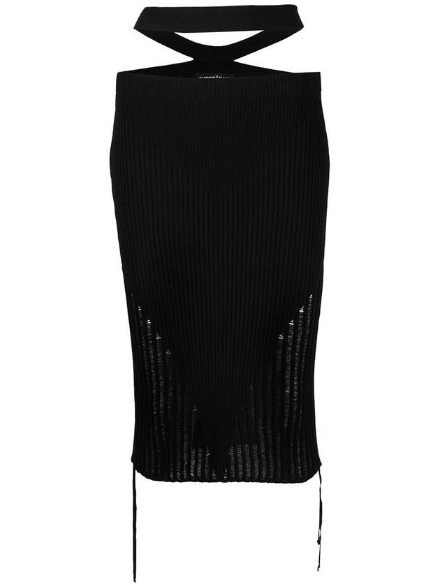 Andreadamo Ribbed knit low waist midi skirt
