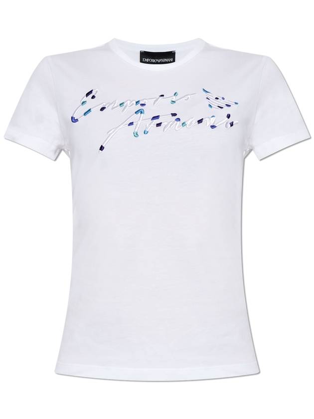 24FW 엠포리오 아르마니 여성 반팔 티셔츠 Emporio Armani T-shirt With Logo  Women's  White