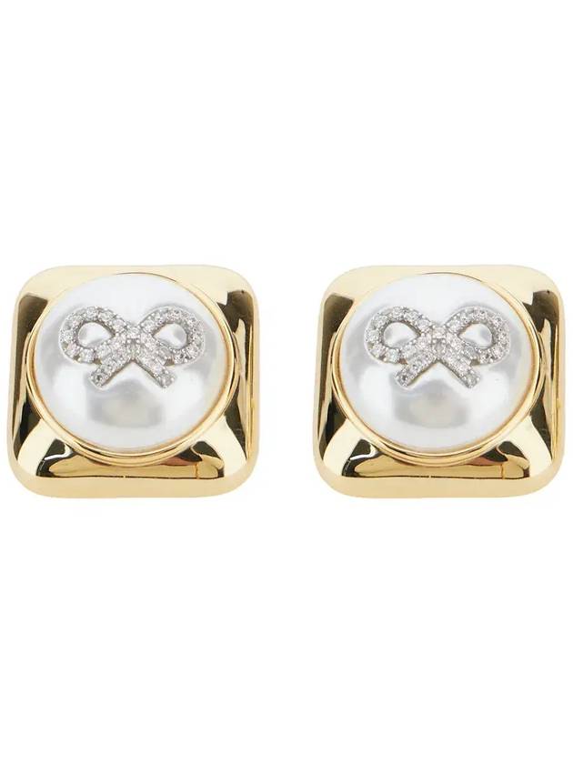 셀프 포트레이트 리본 장식 사각형 귀걸이 SS25640EGD_GOLD