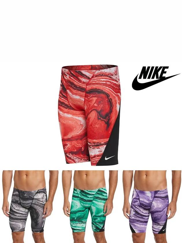 나이키 수영복 크리스탈 웨이브 수트 반바지 블랙 코트그린 유니버시티레드 코트퍼플