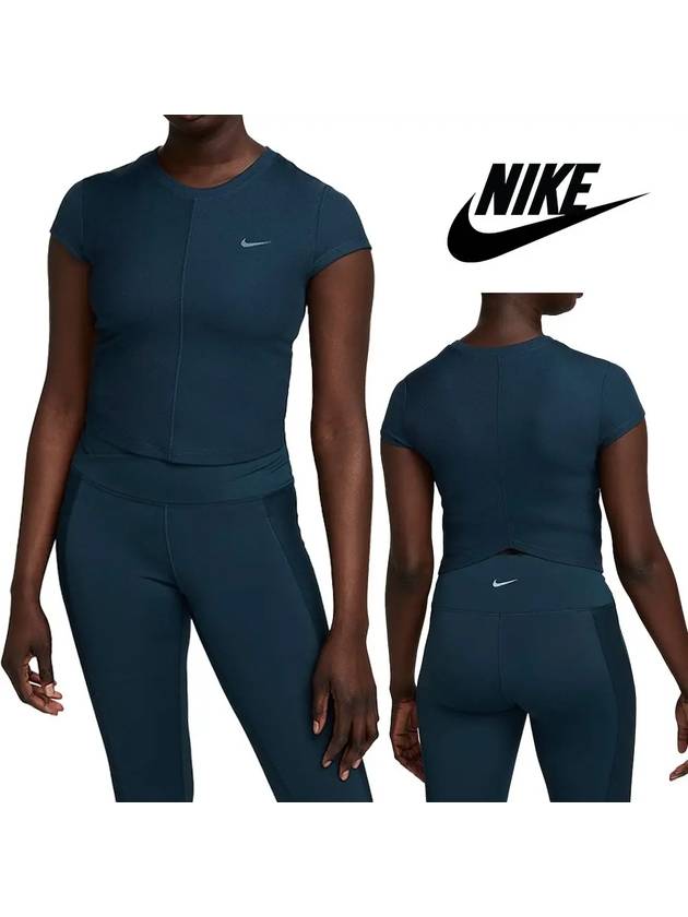 나이키 나시 여성 피티드 리브 크롭 탱크 탑 티셔츠 네이비
