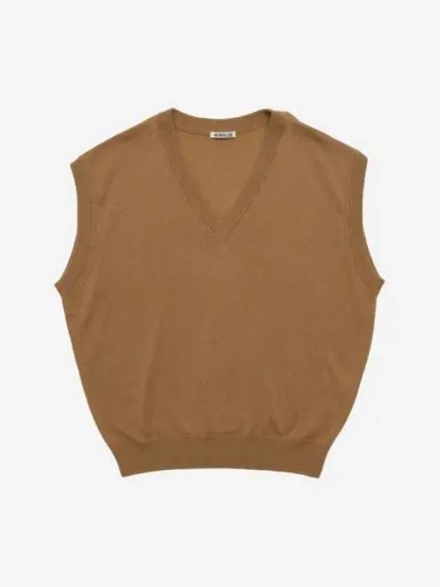 오라리 슈퍼 파인 캐시미어 실크 니트 베스트 카멜 23SS Auralee Super Fine Cashmere Silk Knit Vest Camel 23SS
