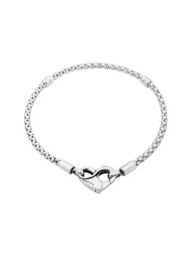 W 판도라 모먼트 스터드 체인 브레이슬릿 스털링 실버 W Pandora Moments Studded Chain Bracelet Sterling Silver