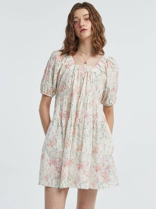 Off Shoulder Flower OnePiece Pink