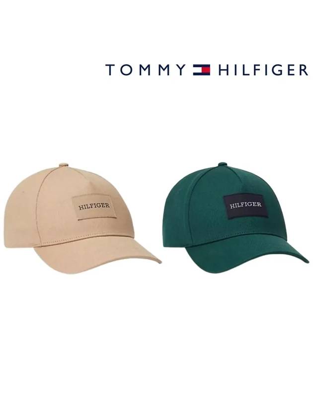 타미힐피거 볼캡 패치 로고 야구 모자 베이지 그린