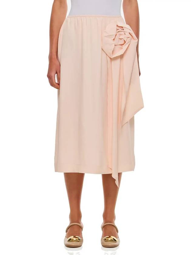 시몬 로샤 로즈 장식 A라인 미디 스커트 31170514_PALEROSE