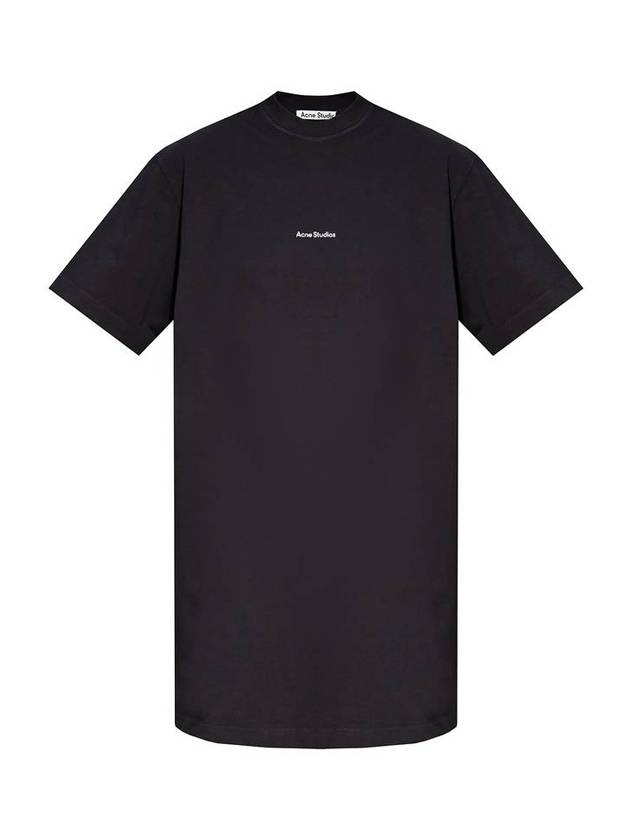 아크네 스튜디오 로고 코튼 티셔츠 숏원피스 블랙
