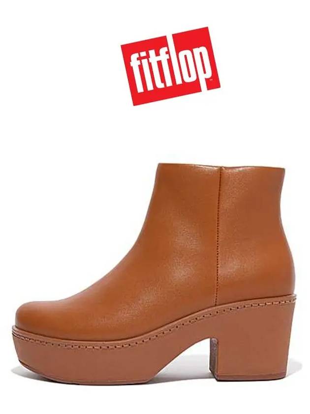 핏플랍 PILAR 가죽 레더 플랫폼 앵클부츠 라이트탄 여성가을부츠 FITFLOP 여자통굽