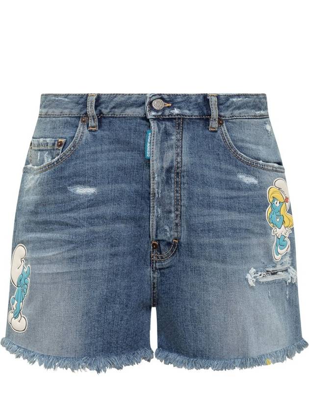 Dsquared2 X 스머프 패치 디테일 데님 쇼츠
