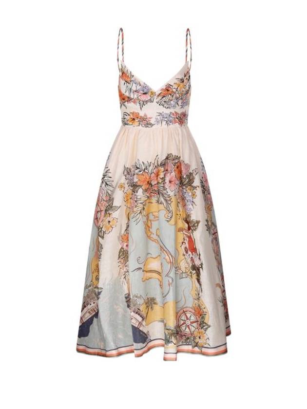 짐머만 탈로우 스킵 바디체 미디원피스