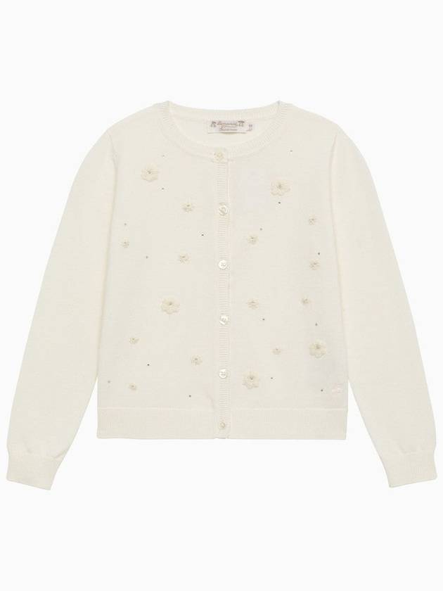 White Cotton Cardigan With Embroidery