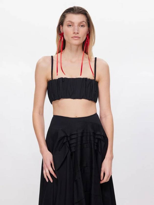 몰리 고다드 여성 Kelly gathered cotton blend bralette Black