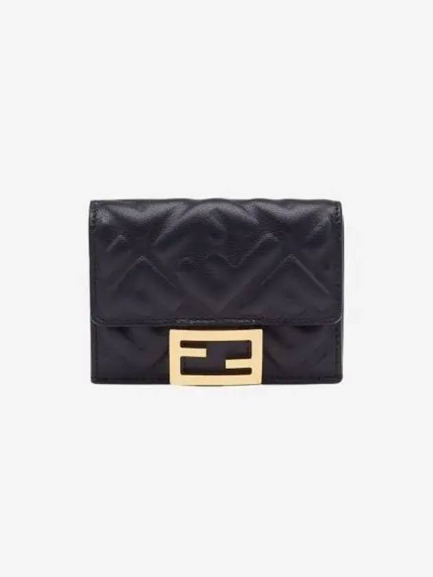 펜디 나파 레더 마이크로 트라이폴드 지갑 블랙 Fendi Nappa Leather Micro Tri Fold Wallet Black
