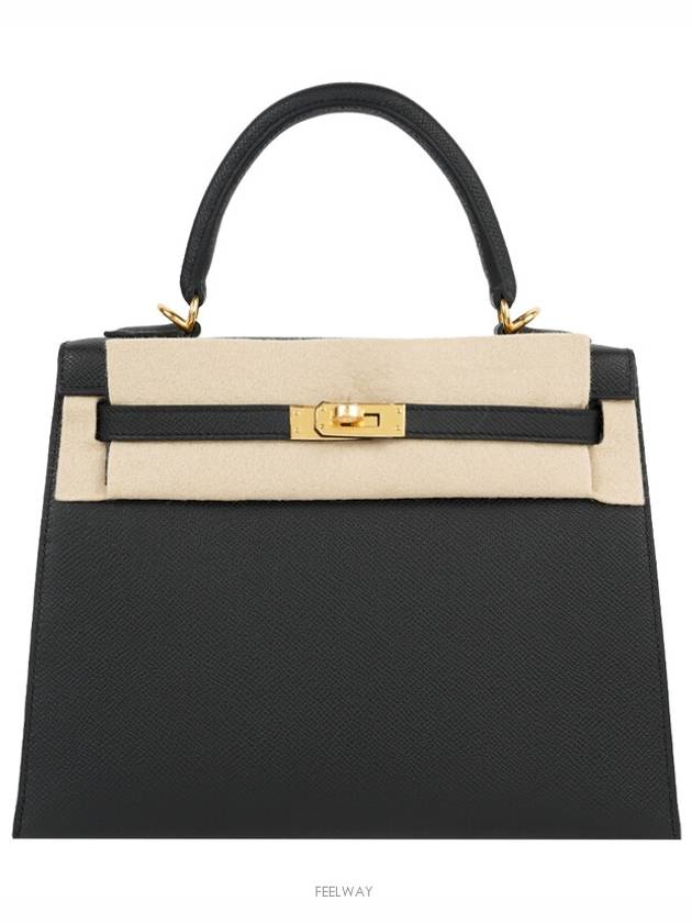 에르메스 셀리에 켈리 25 블랙 금장 W 74124