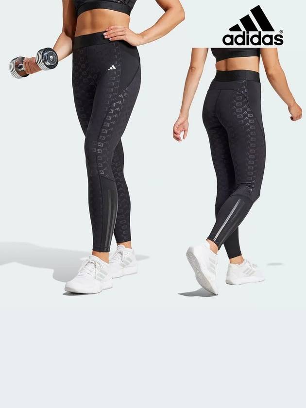 아디다스 바지 여성 엠보스 레깅스 팬츠 블랙