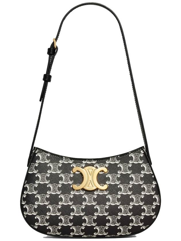 셀린느 투톤 트리옹프 캔버스 미디움 틸리 백 블랙 115702FQN 38NO