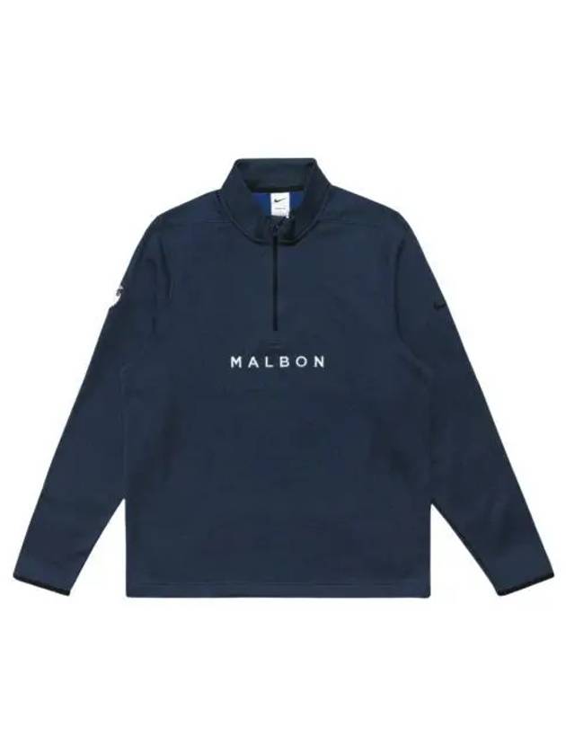 말본 골프 x 나이키 써마핏 빅토리 하프 집 탑 미드나잇 네이비 블랙 Malbon Golf X Nike Therma Fit Victory Half Zip Top Midnight Navy Black