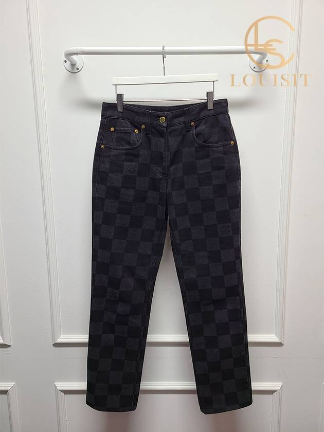루이비통 블랙 다미에 페브릭 데님 청바지 36