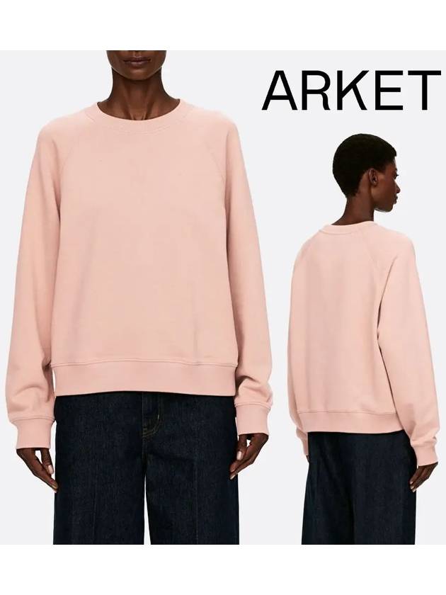 아르켓 맨투맨 여성 래글런 테리 탑 티셔츠 핑크