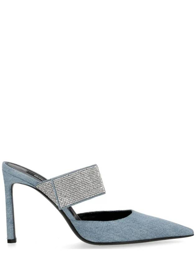 Sergio Rossi 포인티드 토 장식 데님 펌프스 B07700MFL1894105110_JEANS