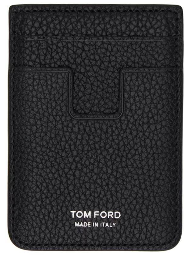 Black Soft Grain Leather MagSafe Card Holder 251076M164001