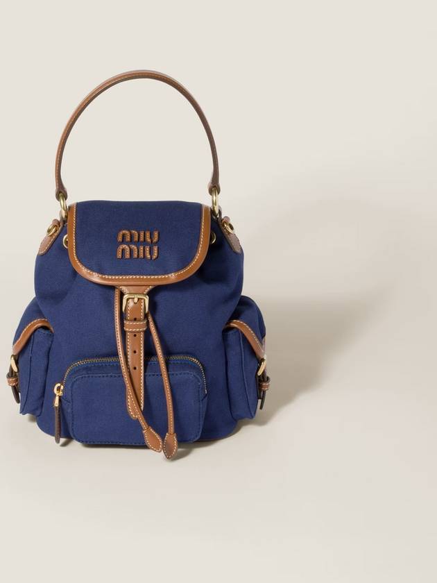 미우미우 캔버스 백팩 스몰 콘플라워 블루 브랜디