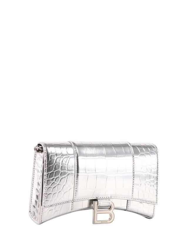 발렌시아가 B로고 크로스 백 실버