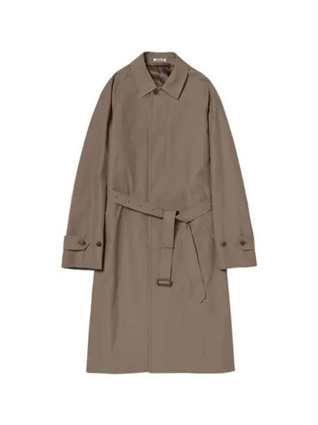 오라리 핀스 하드 트위스트 개버딘 수띠앙 칼라 코트 브라운 그레이 샴브레이 Auralee Finx Hard Twist Gabardine Soutien Collar Coat Brown Gray Chambray