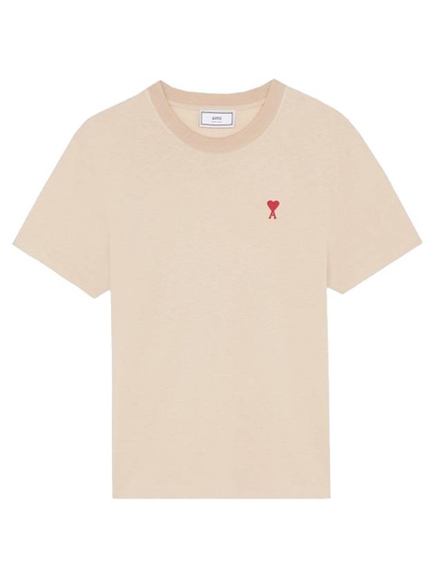 아미  하트 로고 자수 반팔 티셔츠 베이지