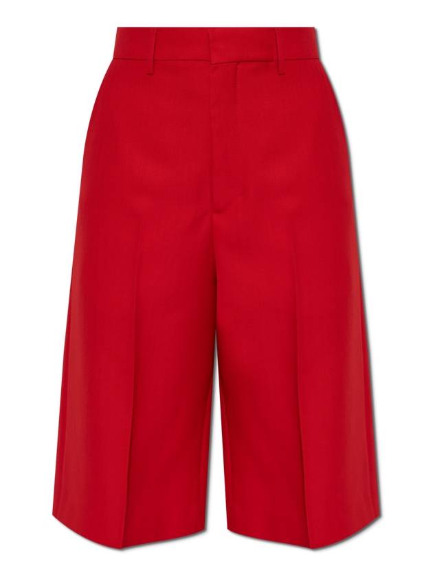 Ami Alexandre Mattiussi Wool Pleated Shorts  Women's  Red