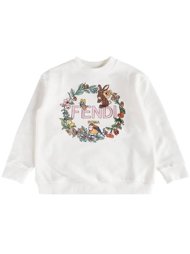 펜디 키즈 로고 프린팅 맨투맨 화이트