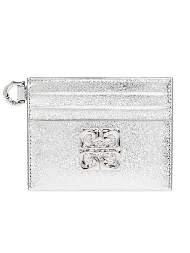 지방시 로고 플라크 메탈릭 카드 지갑 실버