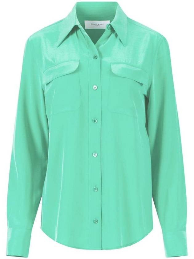 이큅먼트 여성 SLIM FIT SILK 셔츠 Q23E231EMERALD