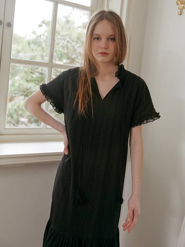 24SS 티나블러썸 여성 자수 롱 원피스 블랙 BODA DRESS