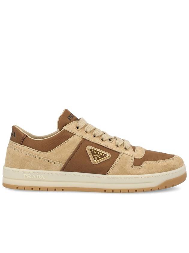 프라다 다운타운 리나일론 스웨이드 로우탑 스니커즈 브라운