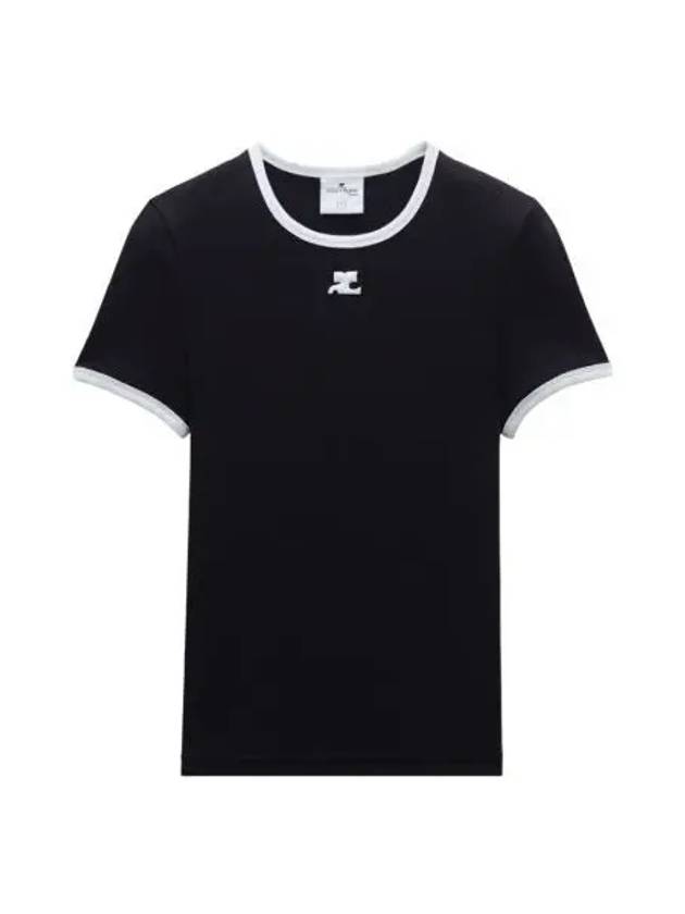 꾸레쥬 리에디션 범피 콘트라스트 티셔츠 블랙 헤리티지 화이트 Courreges Reedition Bumpy Contrast T Shirt Black Heritage White