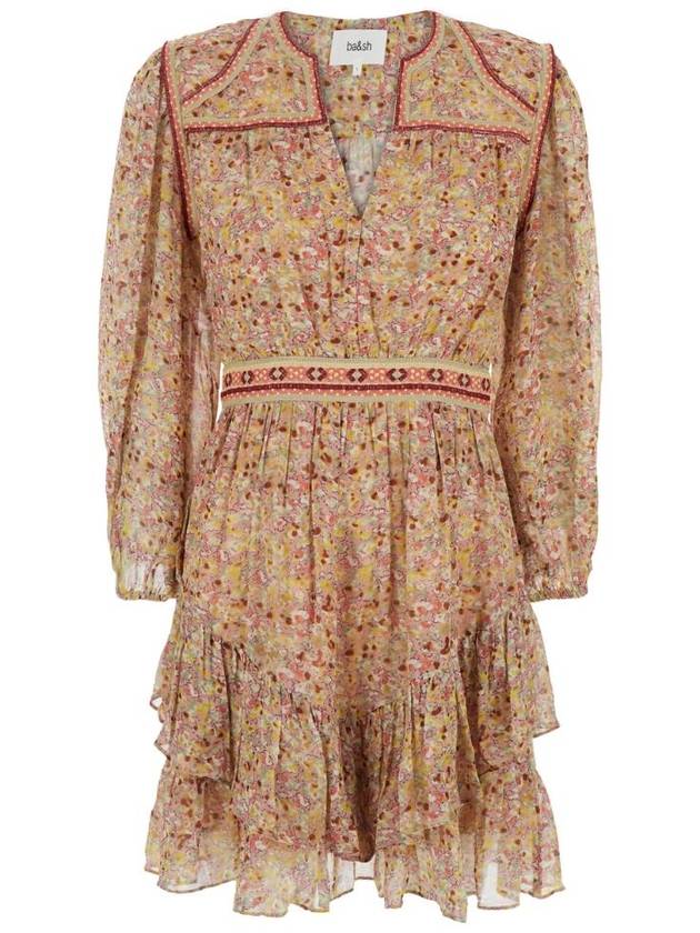 바쉬 Loly Multicolor Dress with V Neck and Applied Embroideries in Viscose Woman 1E25LOLY0114