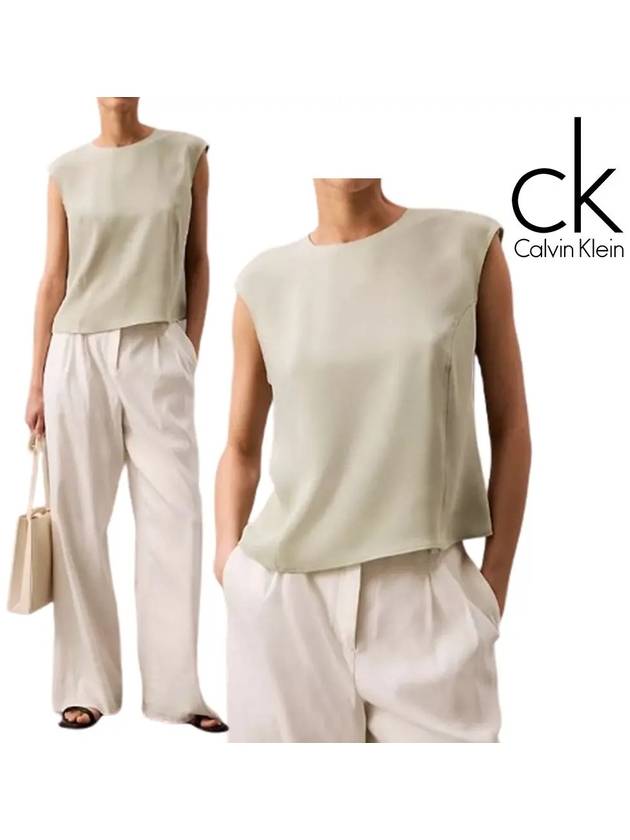 캘빈클라인 나시 여성 플로윙 탱크 탑 티셔츠 그린