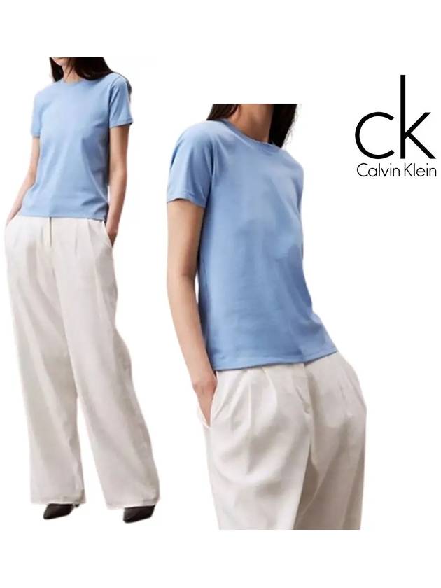 캘빈클라인 반팔 여성 소프트 코튼 탑 티셔츠 블루