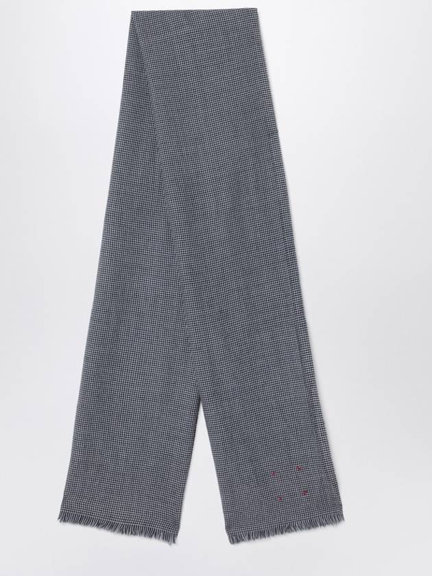 Destin White/black check wool scarf
