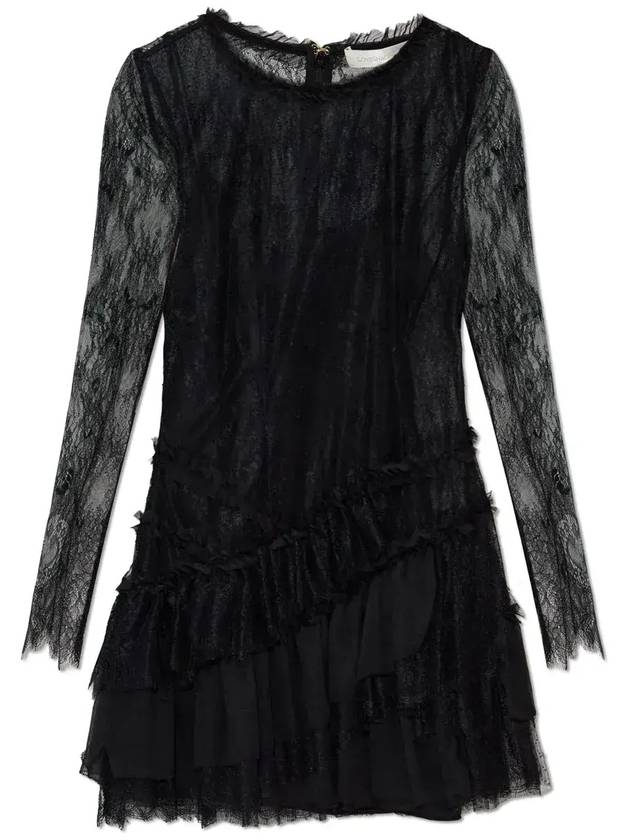 LoveShackFancy 레이스 러플 미니 드레스 D25202226_BLACK