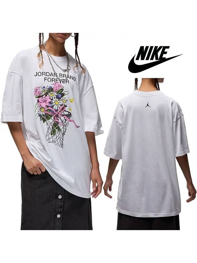 나이키 반팔 여성 조던 플라워 탑 티셔츠 화이트